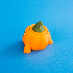 Rear view of Boggle the Pumpkin Clicker showing its clicker housing.