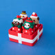 Red four-slot gift box clicker base filled with Christmas pudding, elf, snowman and Santa puppy keycaps