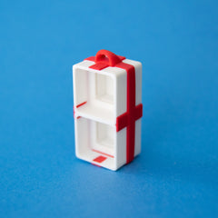 Empty white two-slot gift box clicker base standing upright