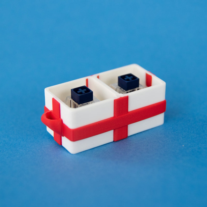 White two-slot gift box base with two clicky switches fitted