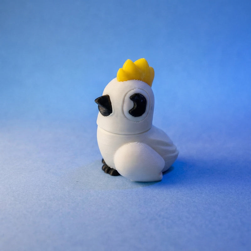 Cokatu the Birb with tiny stump perch — full display scene