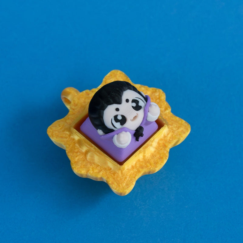 Fangy the vampire after dinner keycap in gold frame clicker.