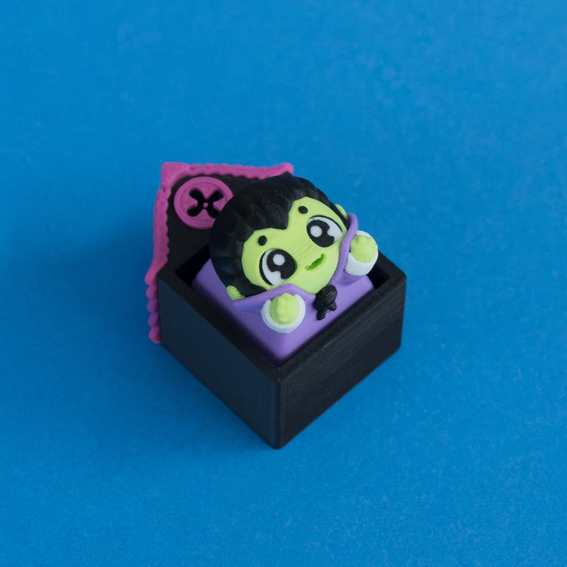 Fangy the vampire before dinner keycap in Hollow Lane single clicker house.