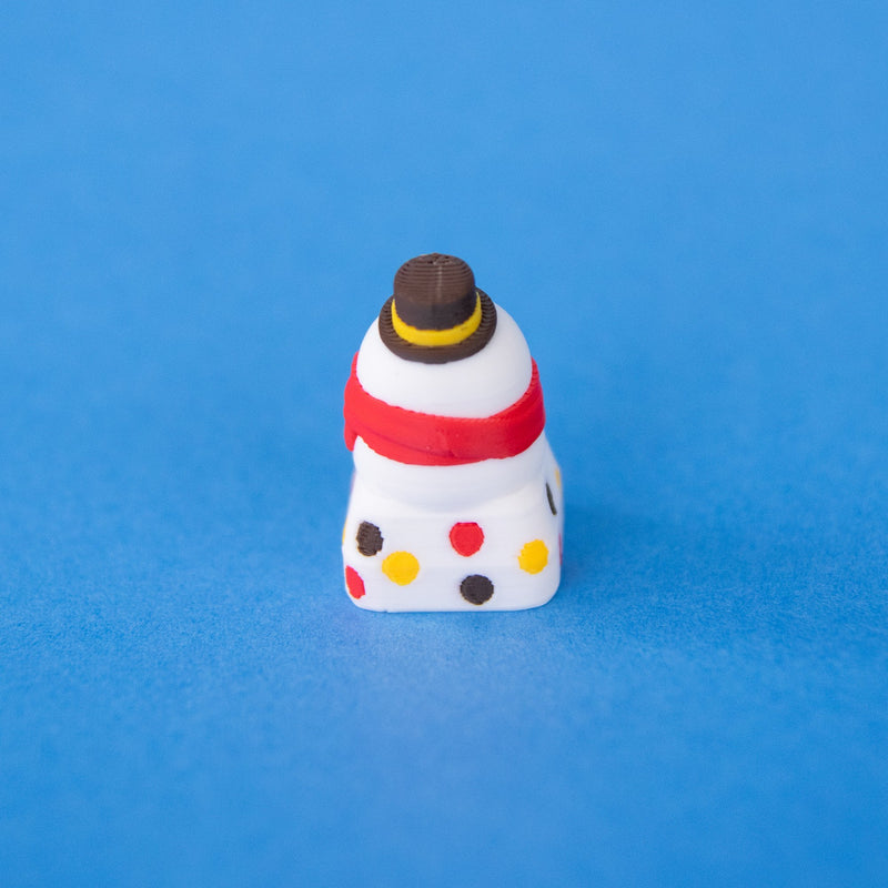 Back of Flurry the snowman keycap, showing the hat and scarf