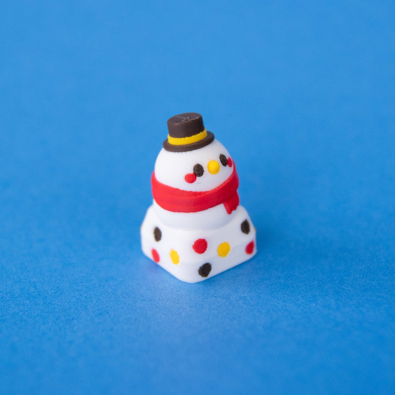 Flurry the snowman keycap, three-quarter view from the right