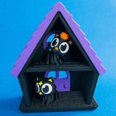 Haunted cat house bundle two cats front view.