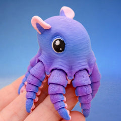 Close-up of the purple octopus fidget toy's articulated tentacles and gradient colouring