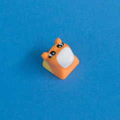 Kernie the candy corn keycap three quarter view.