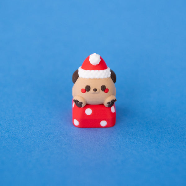 Nutmeg the Santa Puppy Keycap