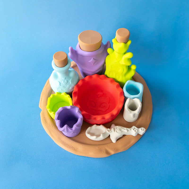 Potion Kit laid out on its serving plate, overhead view