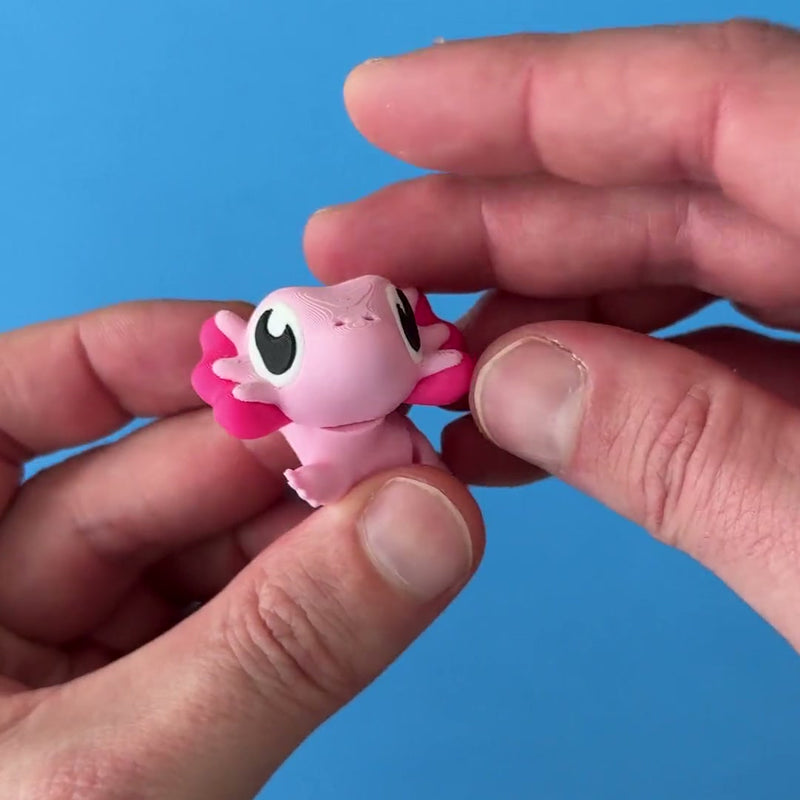 Axel the Axolotl 3D printed fidget wiggling in hand