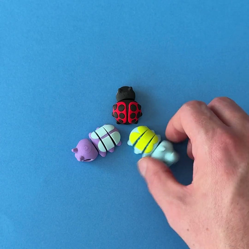 Bug Buddies Trio Bundle 3D printed fidget wiggling in hand