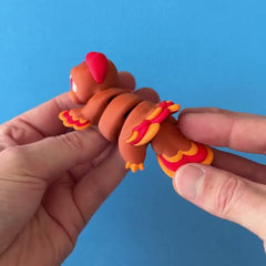 Gobb the Turkey Beastchonk 3D printed fidget wiggling in hand
