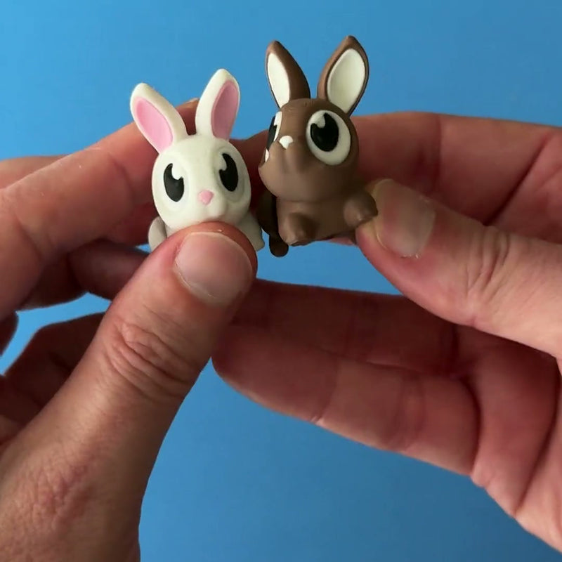 Mopsy the Bunny 3D printed fidget wiggling in hand