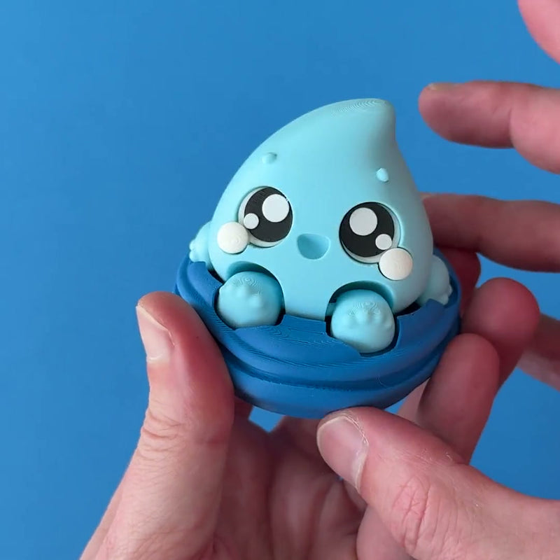 Splash the Water Element Clicker 3D printed fidget wiggling in hand
