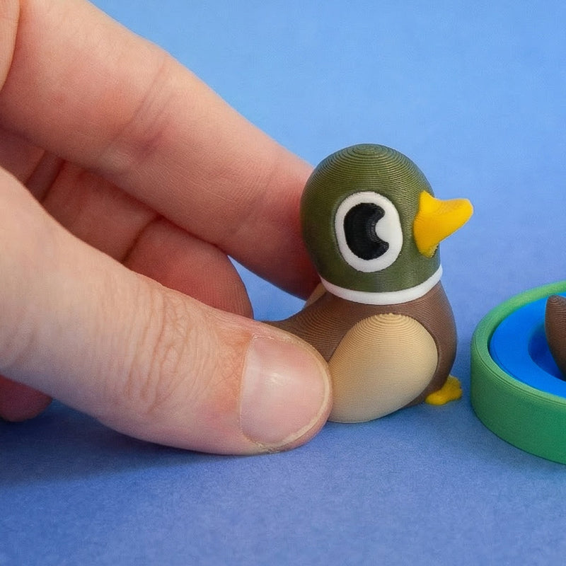 Quacky Jack the Birb — close-up detail of articulated mallard duck figurine