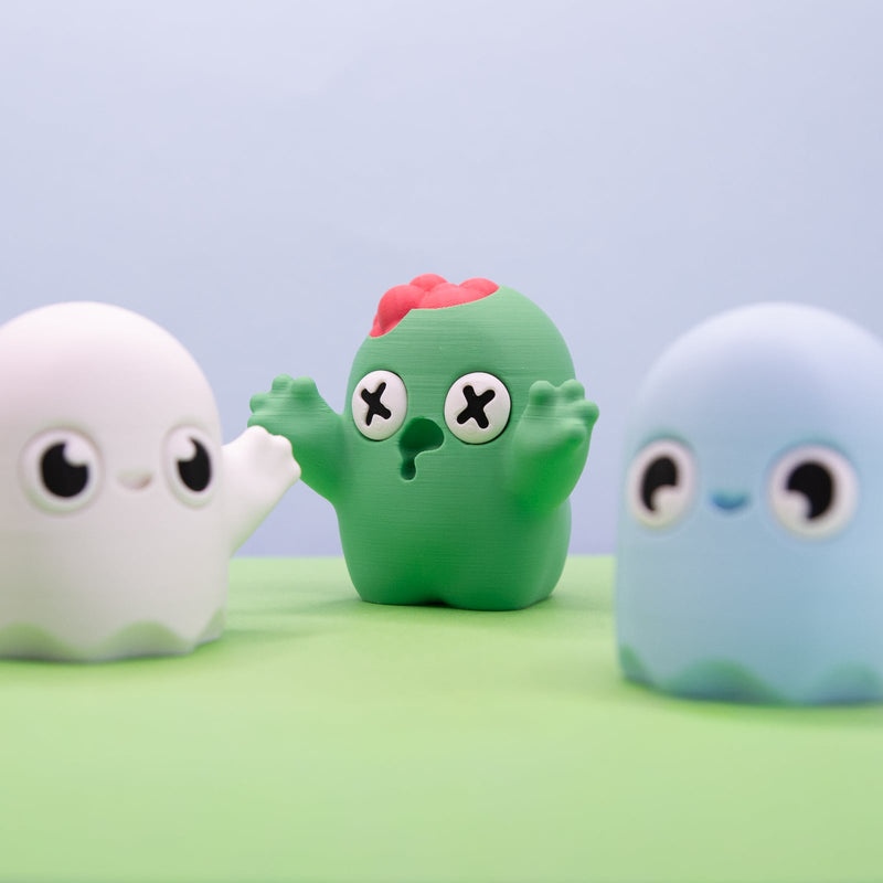 Spooky Trio Figurine Bundle – Boobean, Spookbean, and Zombean 3D printed ghost bean collectibles