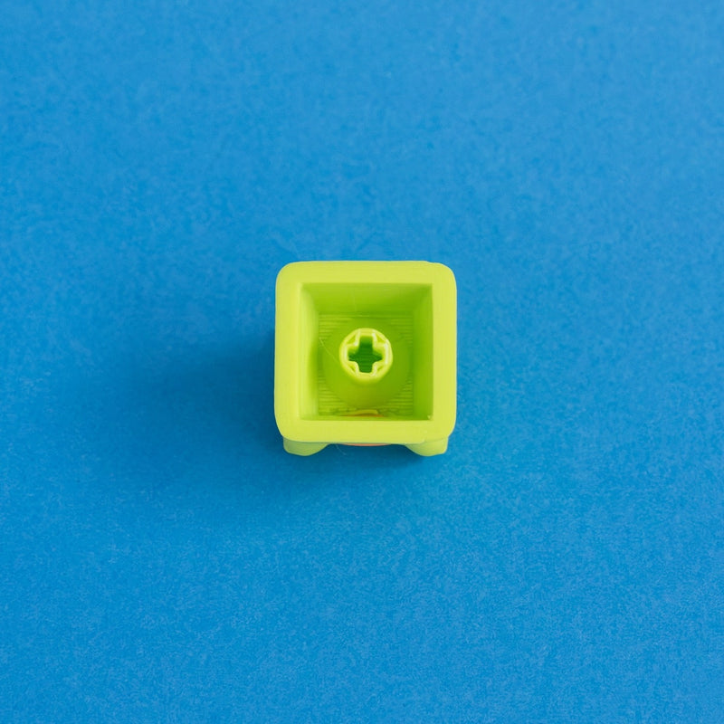 Zibby the bright green alien keycap underside MX stem.